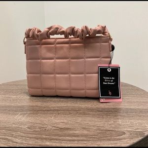 Like Dreams Blush Pink Quilt Top Handle Crossbody w/Scrunch Handle